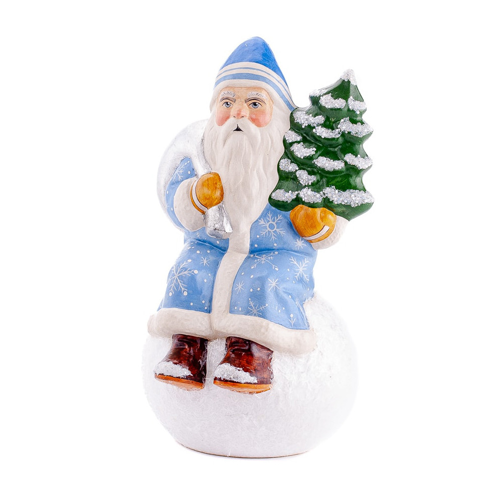 Vaillancourt Chalkware Blue Snowflake Santa on Snowball