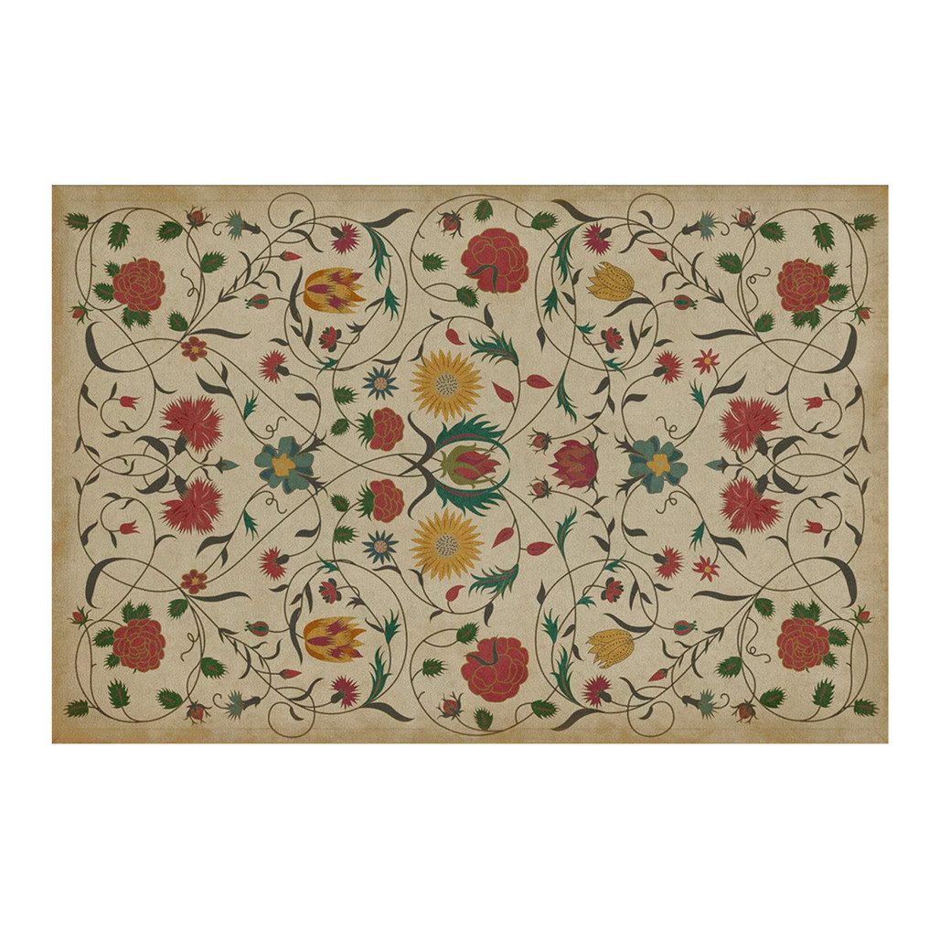 WILLIAMSBURG Floral "Abigail" Vintage Vinyl Floorcloth | The Shops at Colonial Williamsburg