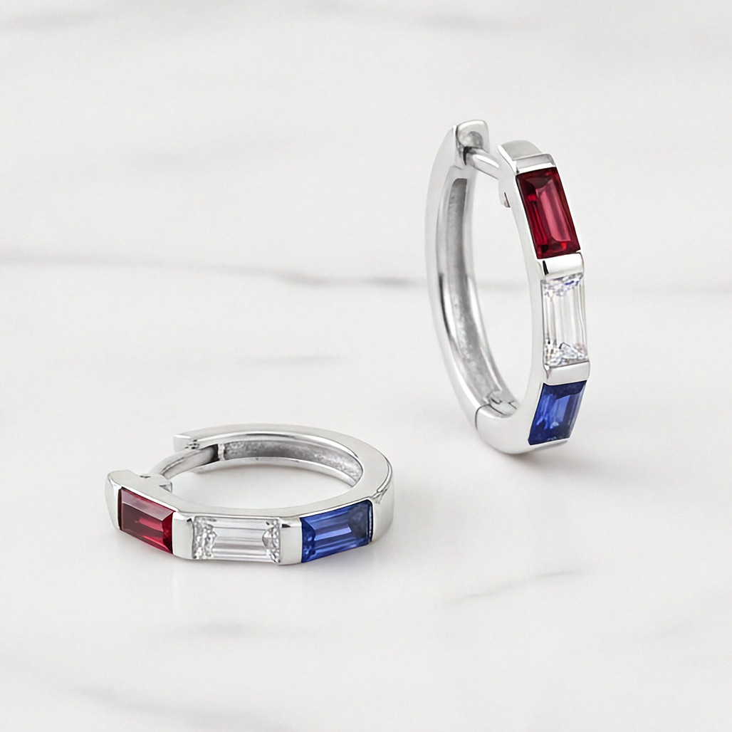 Sterling Silver Patriotic Gemstone Hoop Earrings | The Shops at Colonial Williamsburg