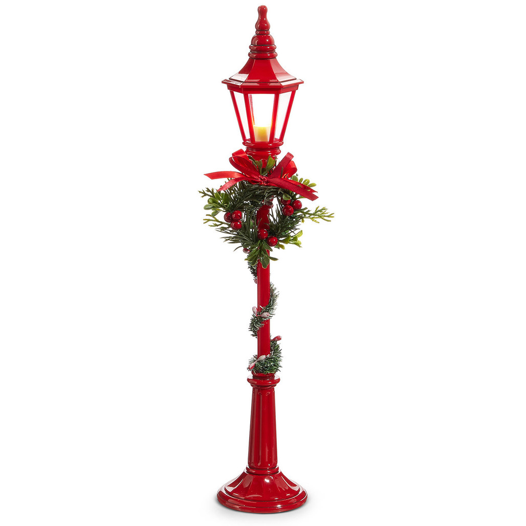 Red Light-Up Lamp Post Christmas Decoration | The Shops at Colonial Williamsburg