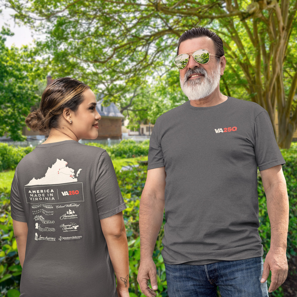 VA250 Historic Museums Collaboration Adult Grey T-Shirt | The Shops at Colonial Williamsburg