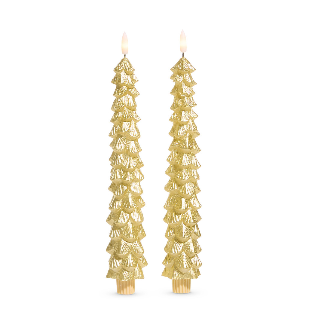 Raz Flameless Taper Candles 10" Gold Tree, Set of 2 | The Shops at Colonial Williamsburg