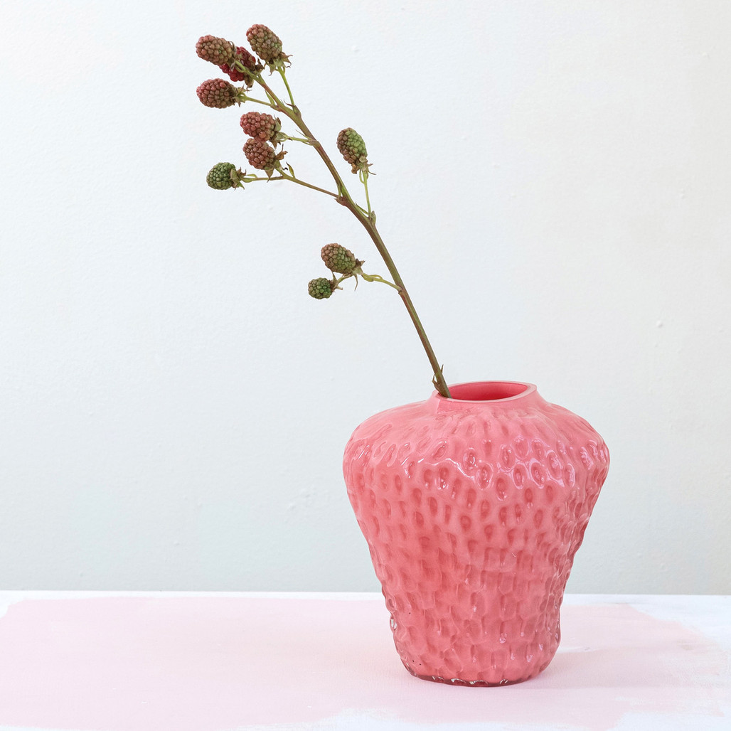 Pink Strawberry Glass Flower Vase | The Shops at Colonial Williamsburg
