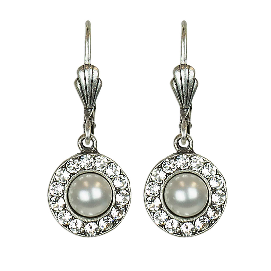 Priscilla Crystal Pearl Leverback Earrings | The Shops at Colonial Williamsburg