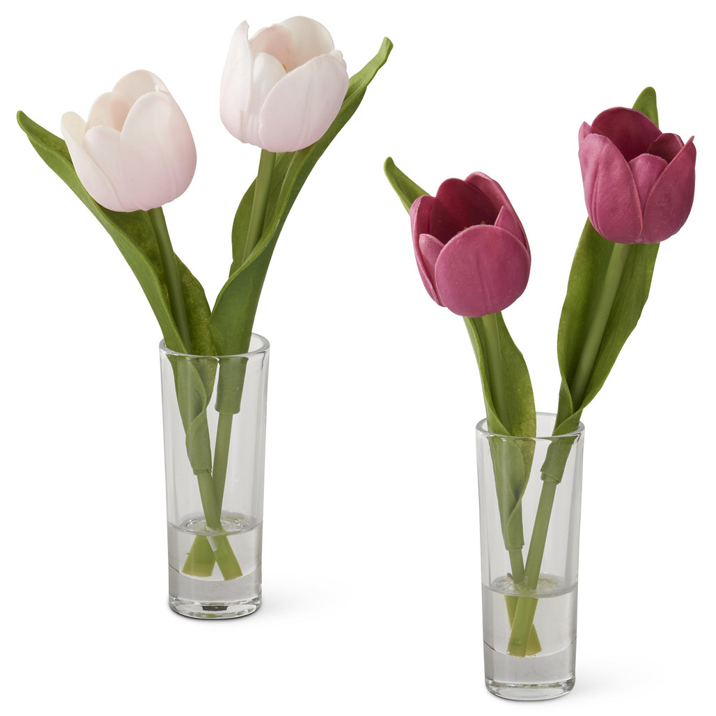 Tulip Pair in Vase Floral Arrangement 8.5" | The Shops at Colonial Williamsburg