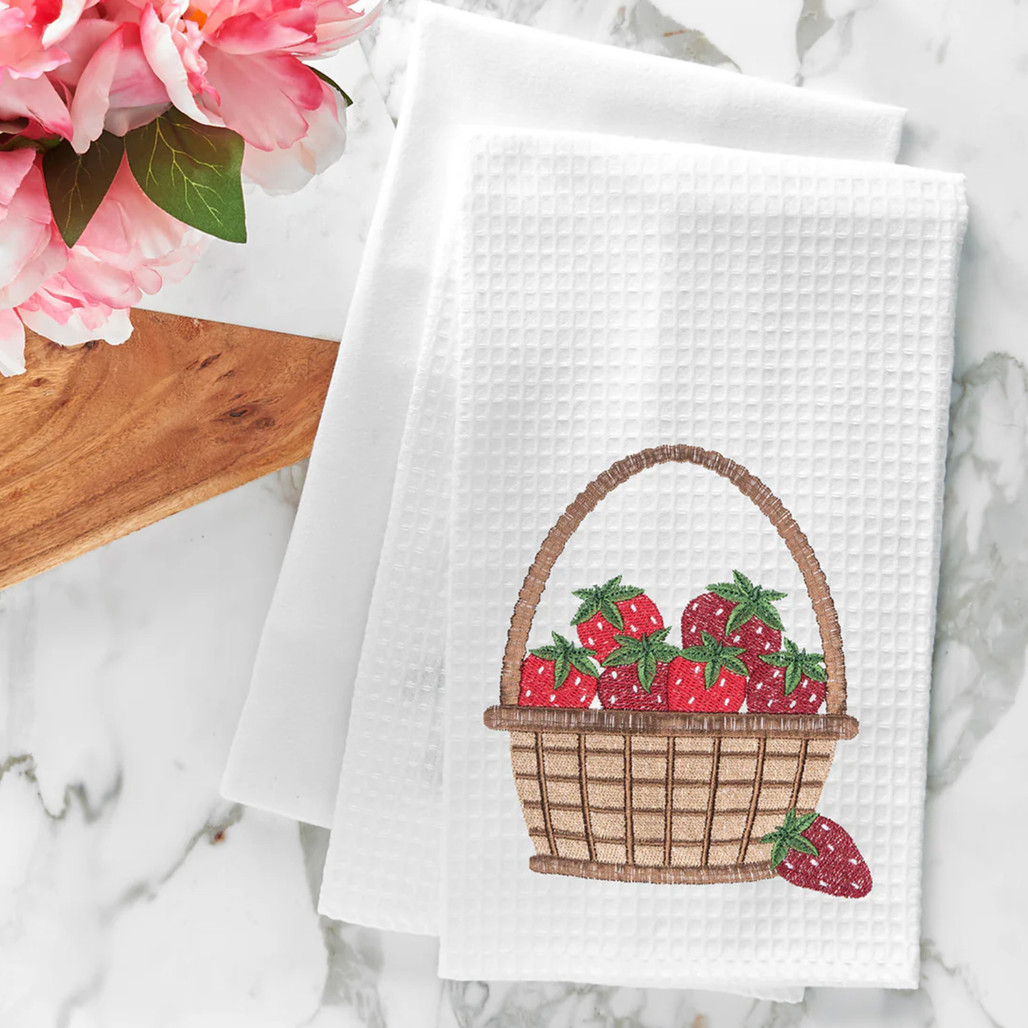 Strawberry Basket Waffle Weave Kitchen Towel | The Shops at Colonial Williamsburg