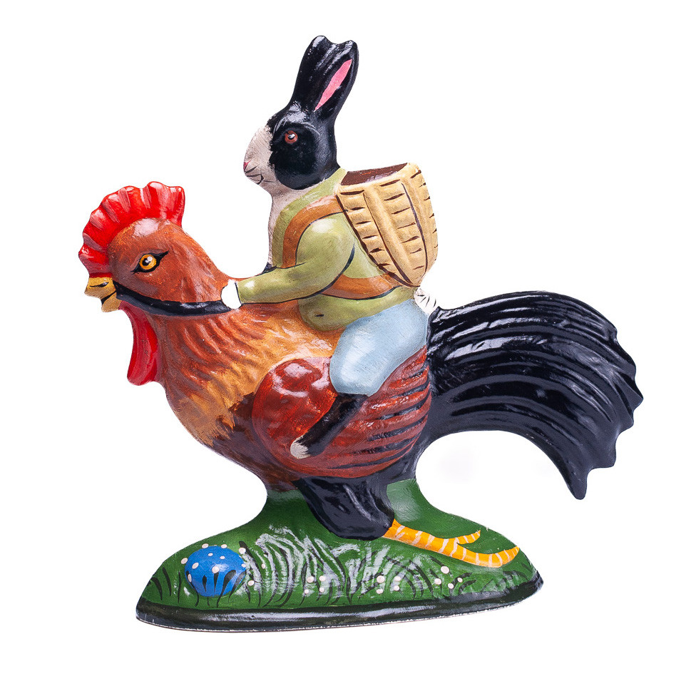 Vaillancourt Chalkware Rabbit on Rooster