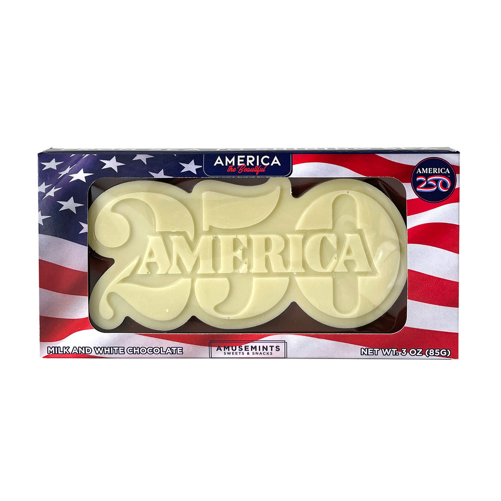 America 250 White and Milk Chocolate Candy Bar | The Shops at Colonial Williamsburg
