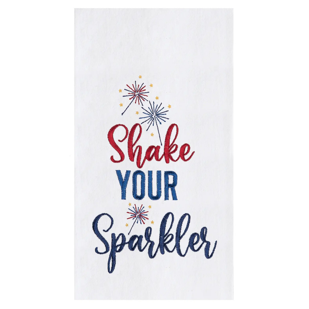 Patriotic "Shake Your Sparkler" Embroidered Tea Towel | The Shops at Colonial Williamsburg