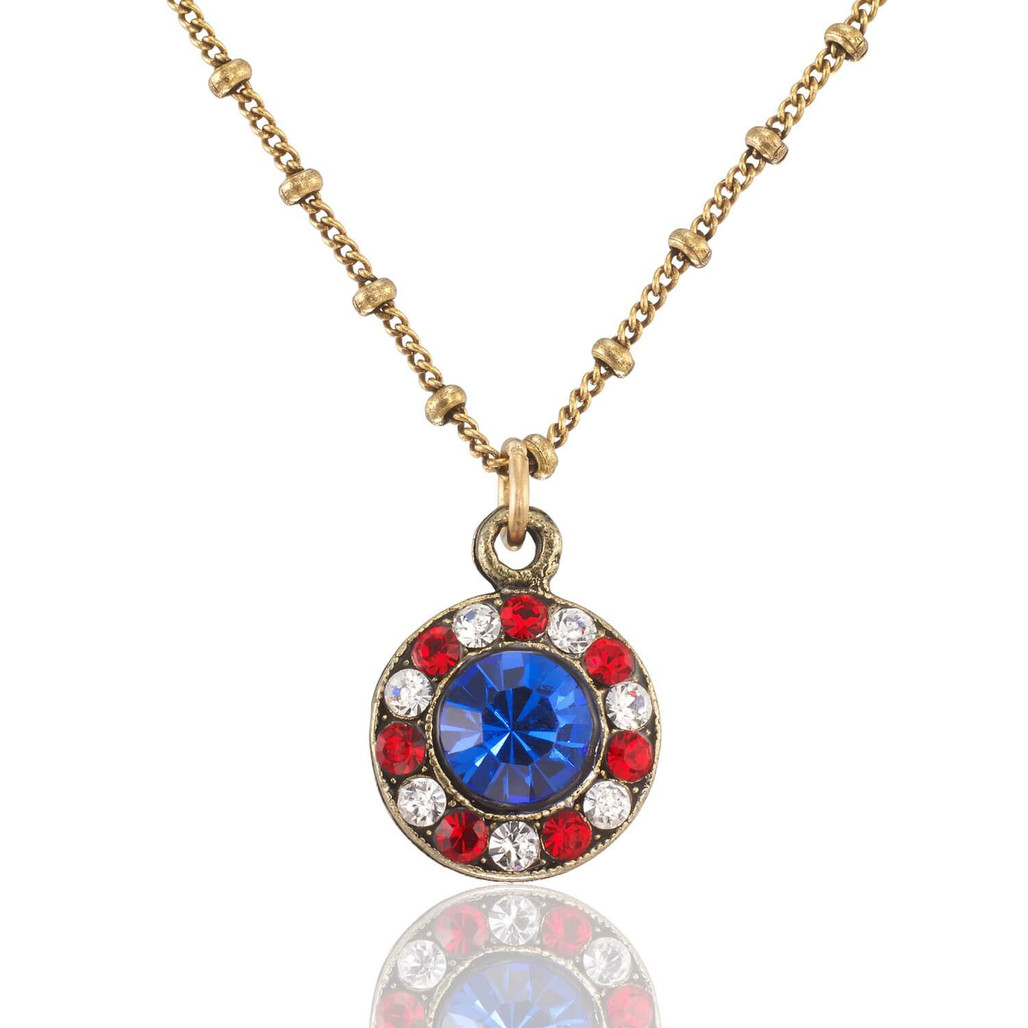 Red, White, and Blue Patriotic Halo Crystal Necklace | The Shops at Colonial Williamsburg