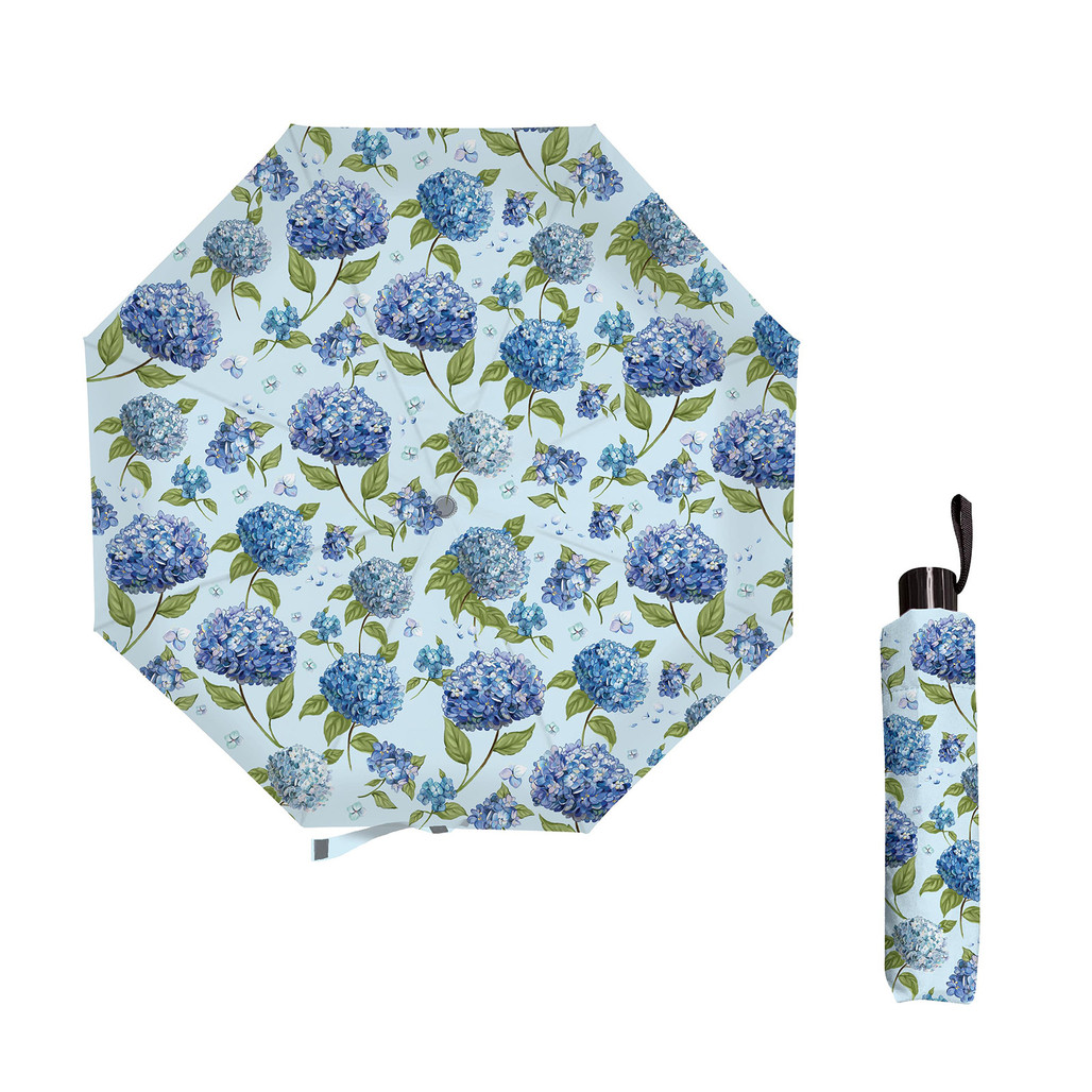 Blue Hydrangeas Compact Travel Umbrella | The Shops at Colonial Williamsburg