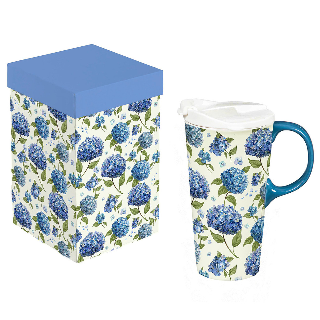 Gift Boxed Blue Hydrangea Travel Mug | The Shops at Colonial Williamsburg