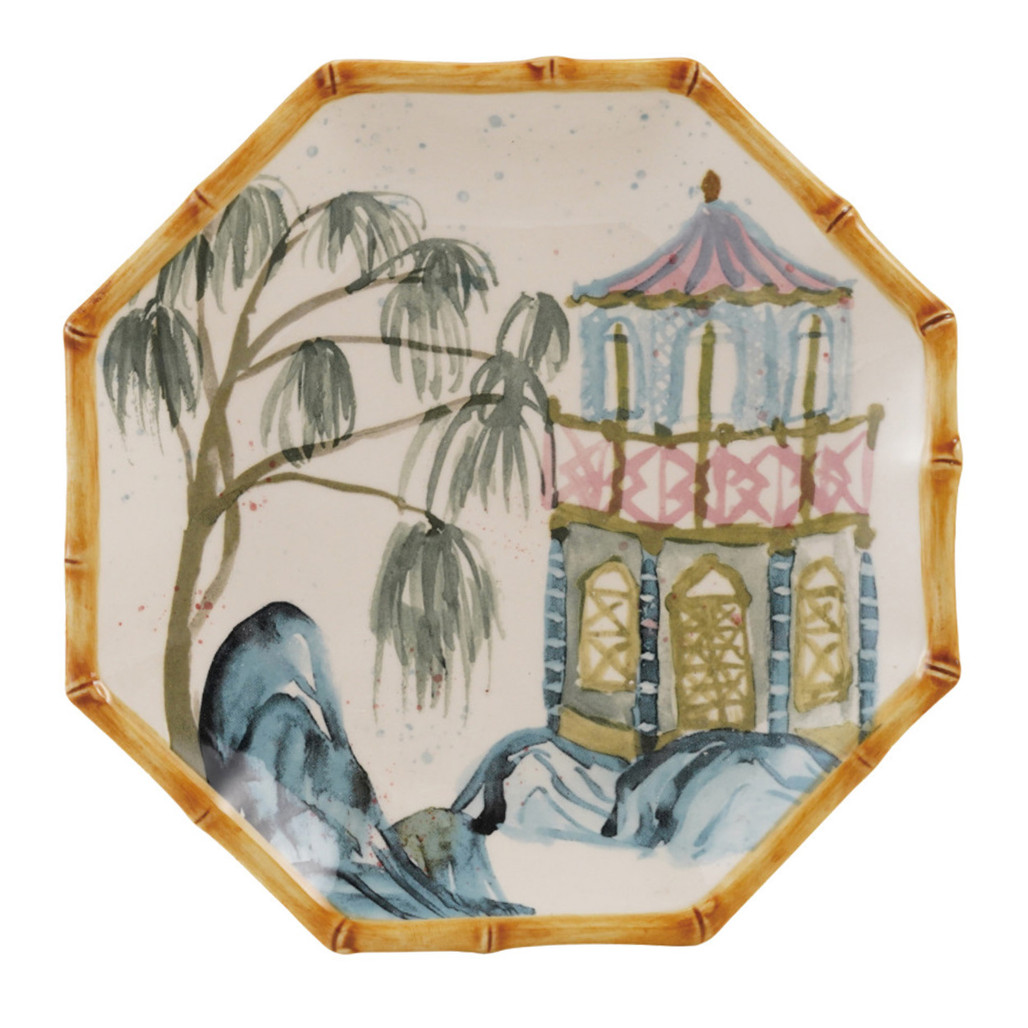 Tropical Chinoiserie Octagonal Stoneware Appetizer or Dessert Plate | The Shops at Colonial Williamsburg