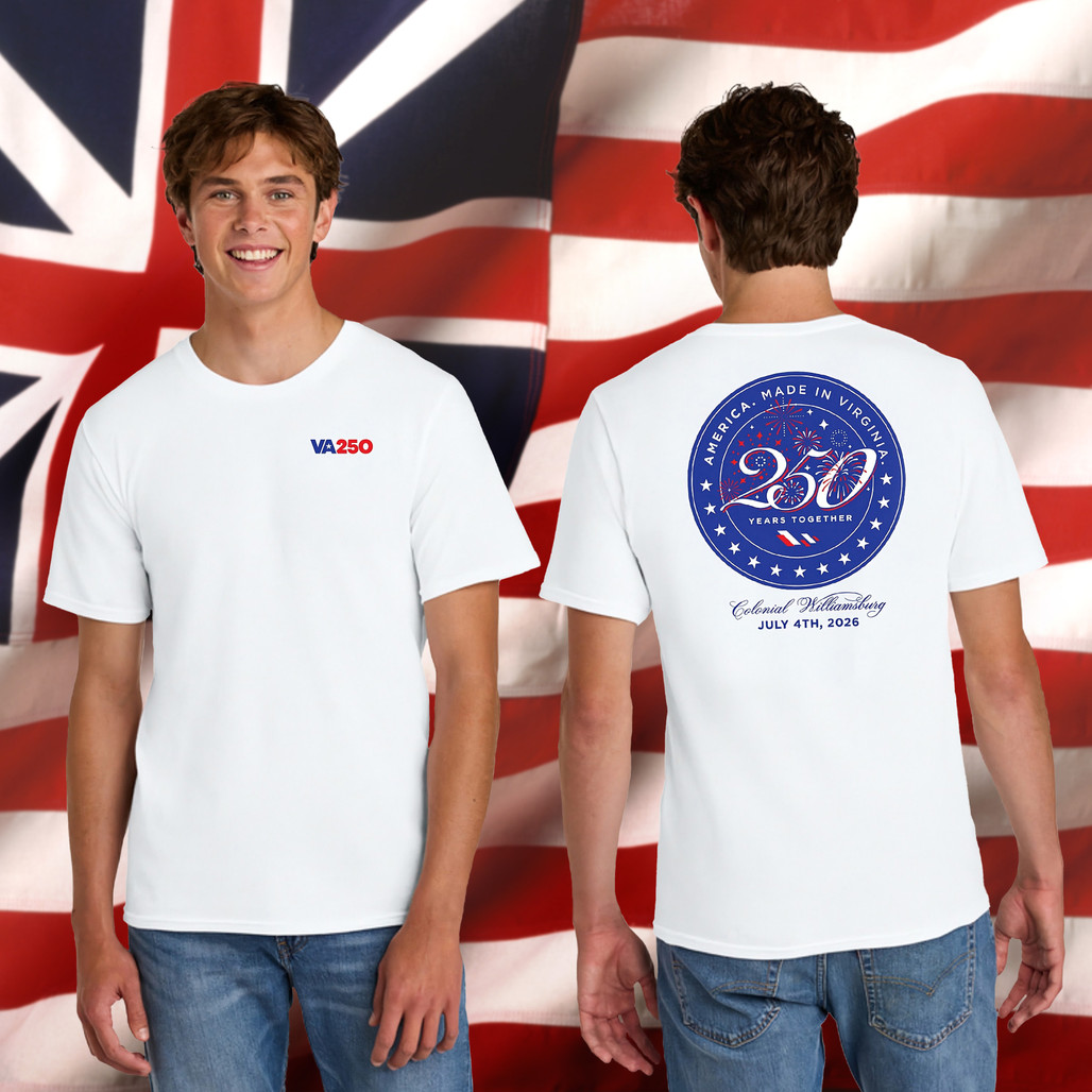 Colonial Williamsburg & VA250 Official July 4th 2026 Event T-Shirt | The Shops at Colonial Williamsburg