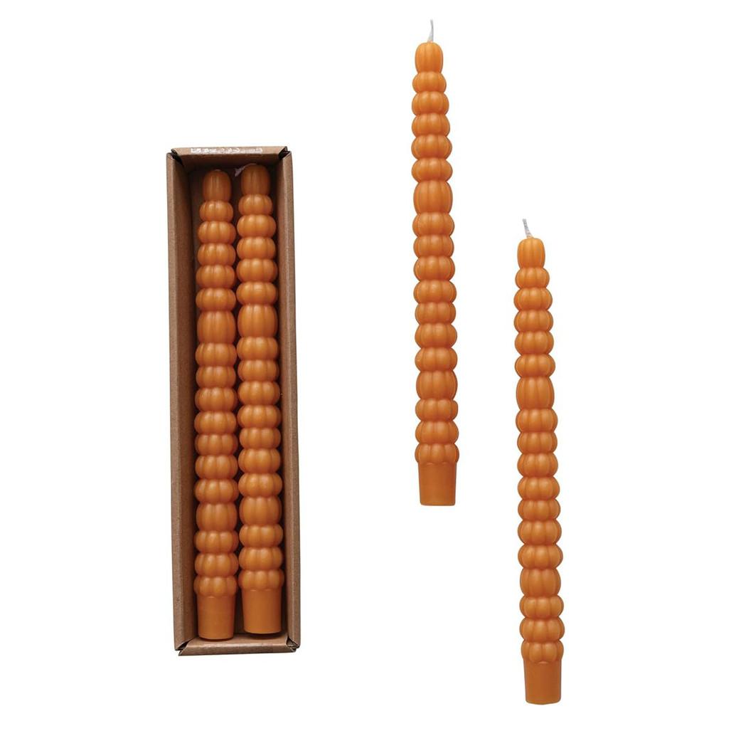 Pumpkin Taper Candles, Set of 2 | The Shops at Colonial Williamsburg