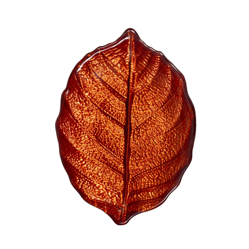 Harvest Blossom Orange Glass Leaf Serving Plate 8"L | The Shops at Colonial Williamsburg