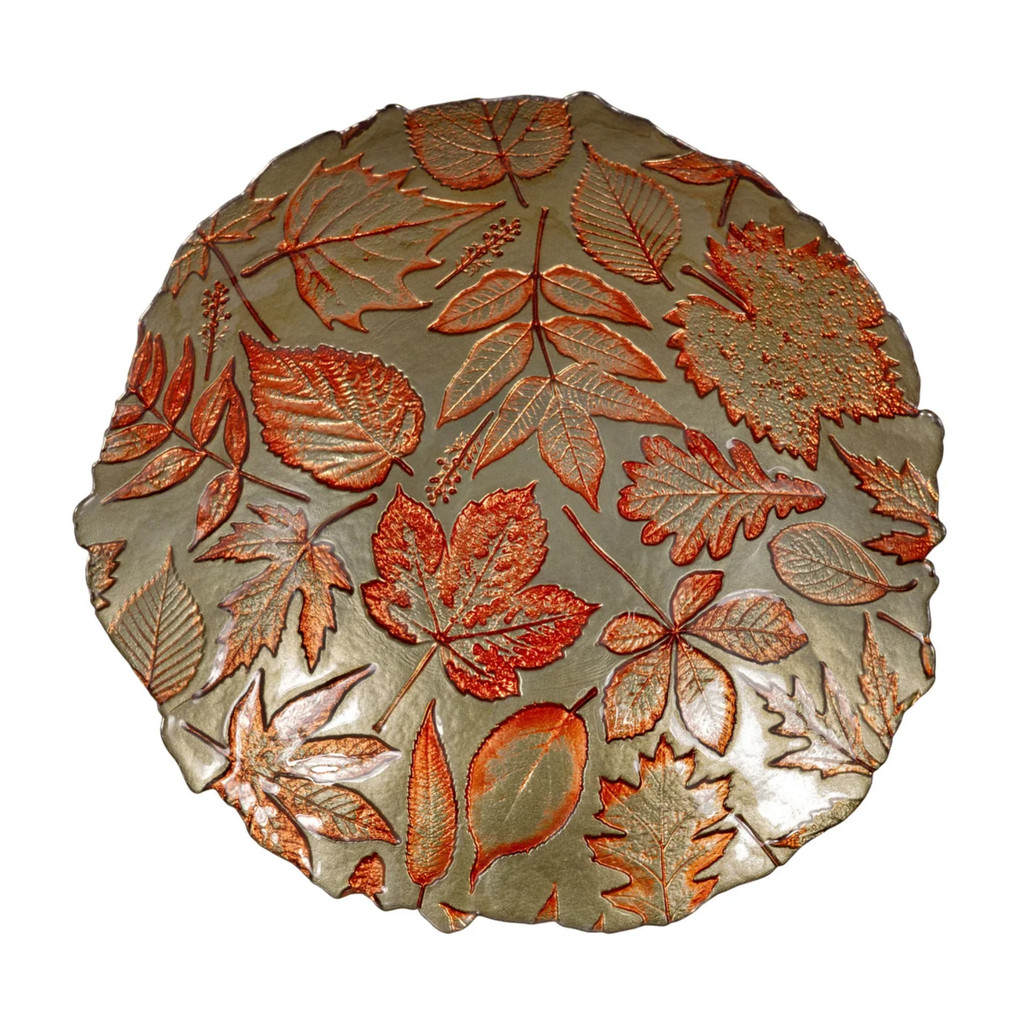 Harvest Blossom Orange Glass Leaves Serving Bowl 11.75"W | The Shops at Colonial Williamsburg