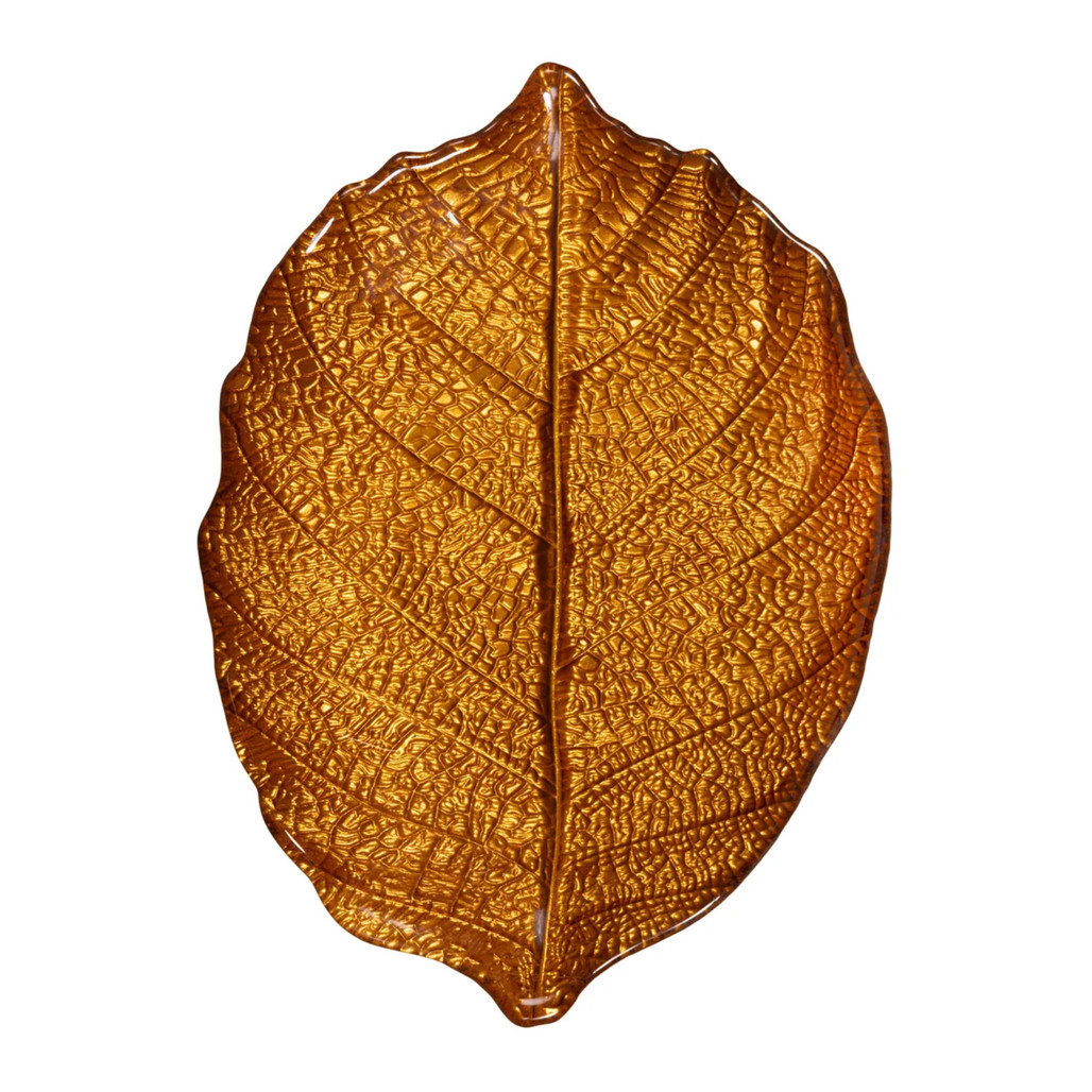 Harvest Blossom Yellow Glass Leaf Serving Platter 10.5"L | The Shops at Colonial Williamsburg