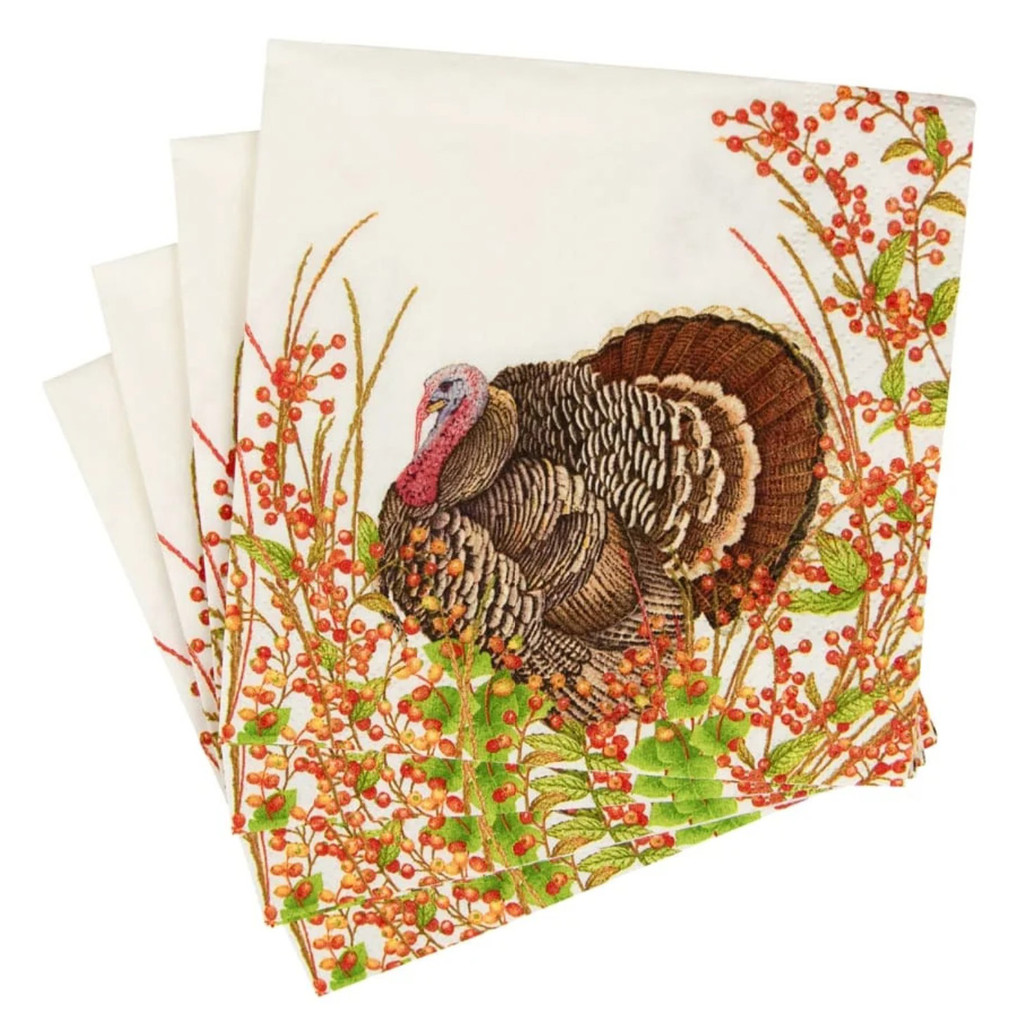 Turkey & Berries Cocktail Napkins | The Shops at Colonial Williamsburg