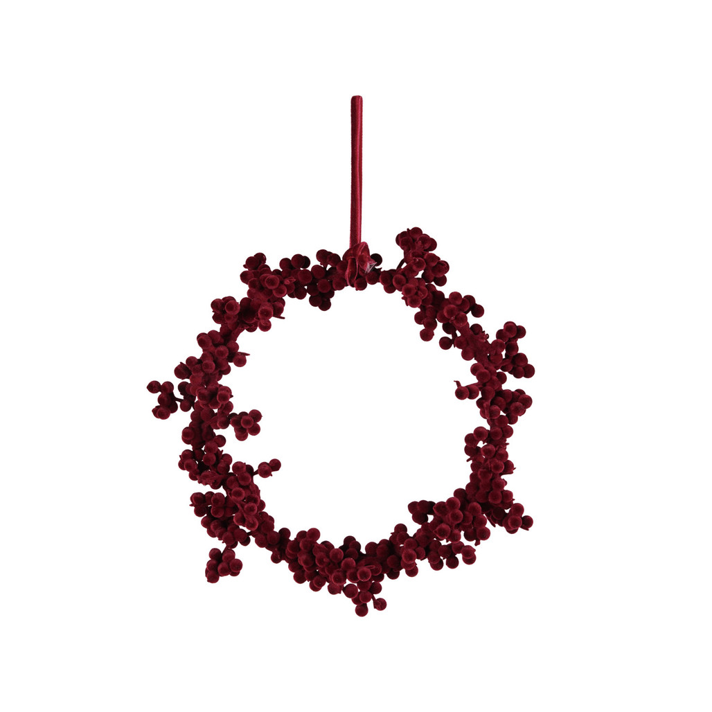 Burgundy Flocked Foam Ball Wreath Ornament, 8" | The Shops at Colonial Williamsburg