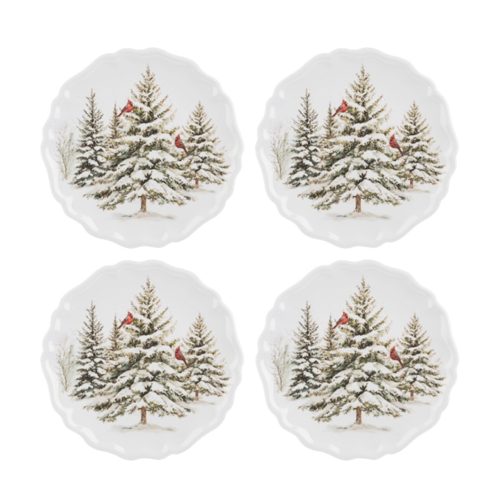 Winter Forest Melamine Salad Plates, Set of 4
