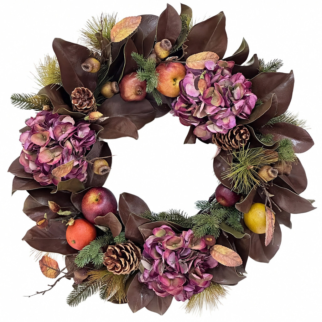 Magnolia, Hydrangea, and Fruit Holiday Wreath 24" Dia | The Shops at Colonial Williamsburg