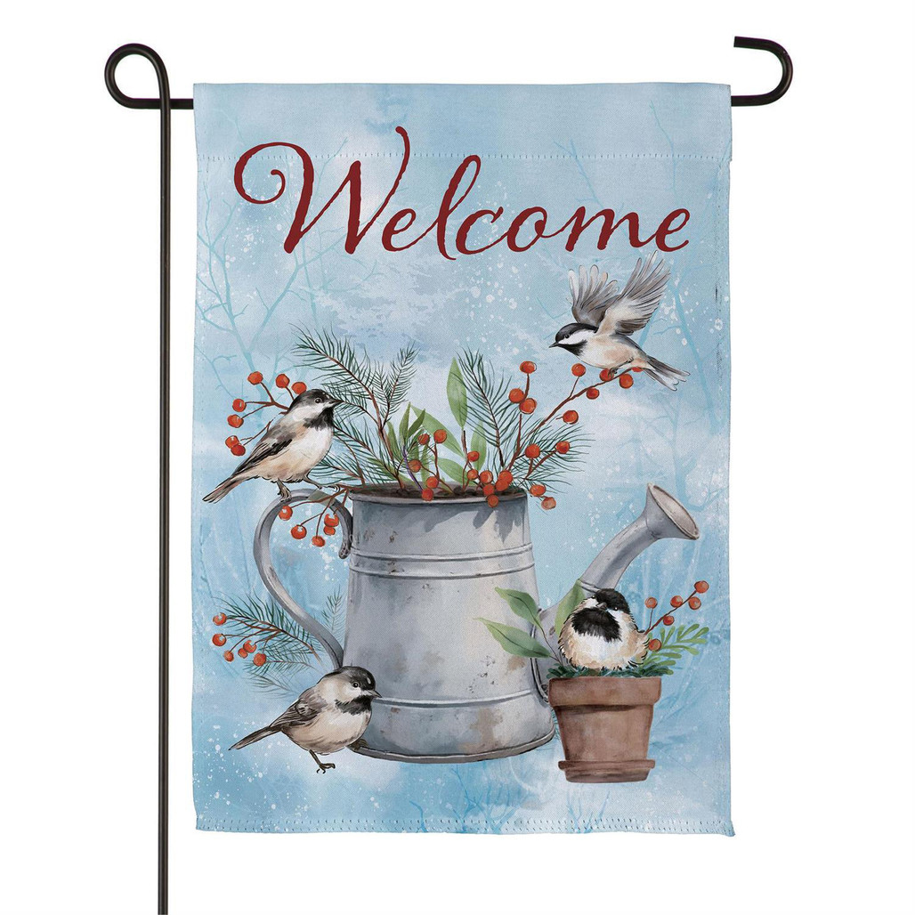 Winter Birds & Watering Can Holiday Garden Flag | The Shops at Colonial Williamsburg