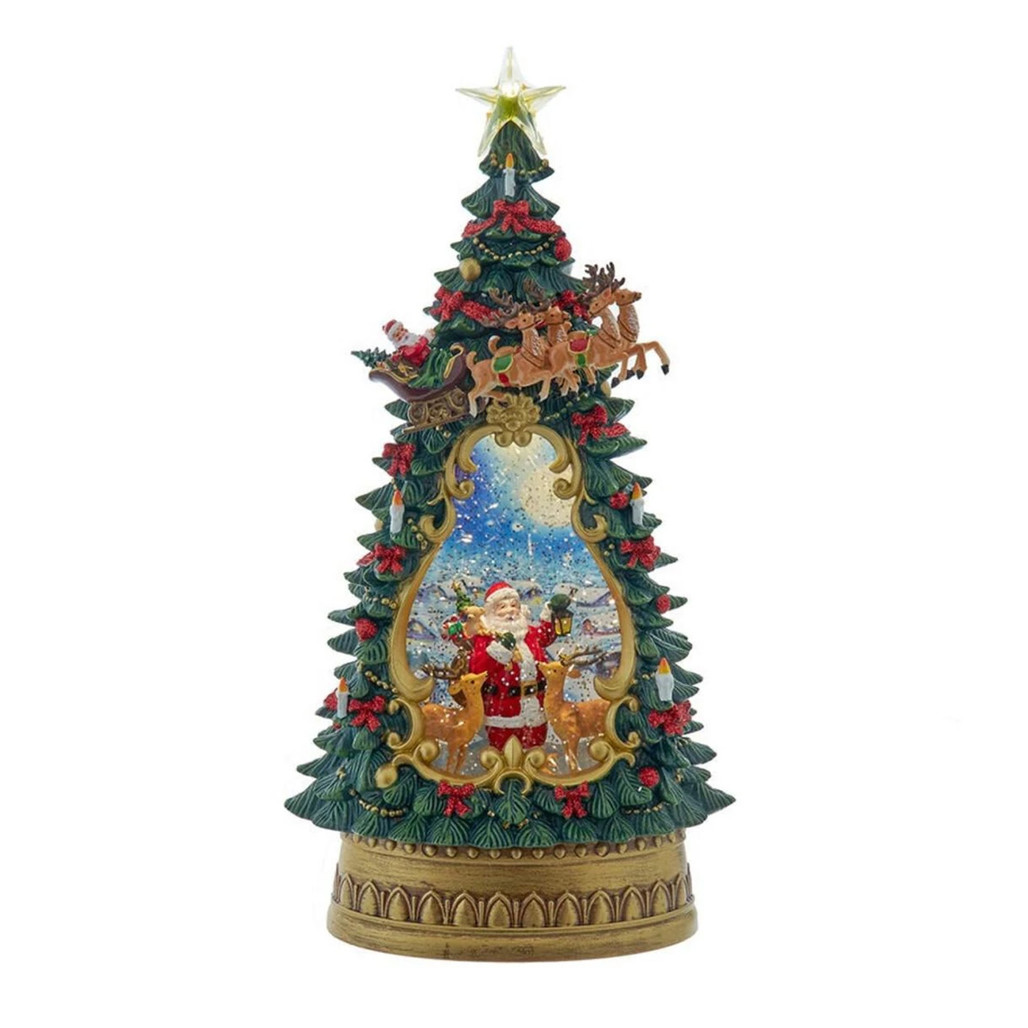 Lighted Christmas Tree with Santa and Reindeer LED Water Lantern | The Shops at Colonial Williamsburg