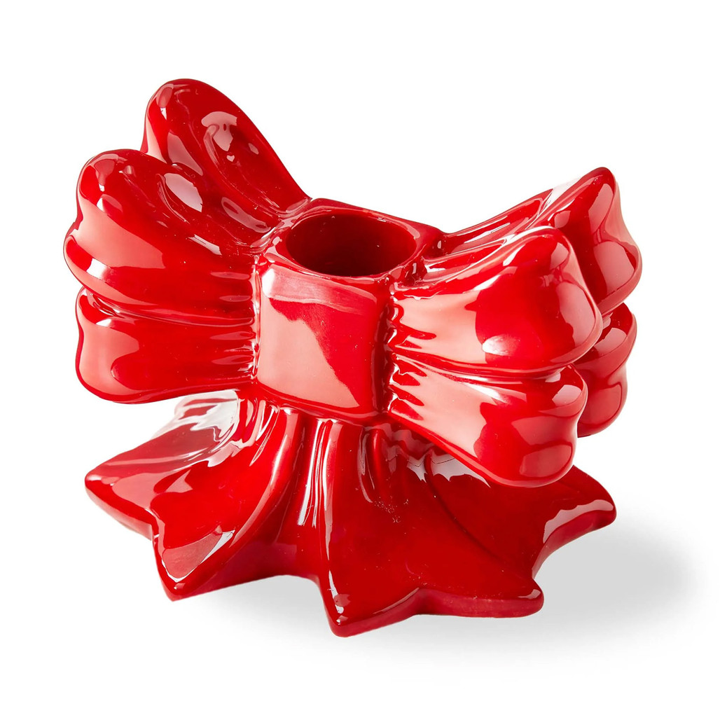 Red Bow Very Merry Taper Candle Holder | The Shops at Colonial Williamsburg