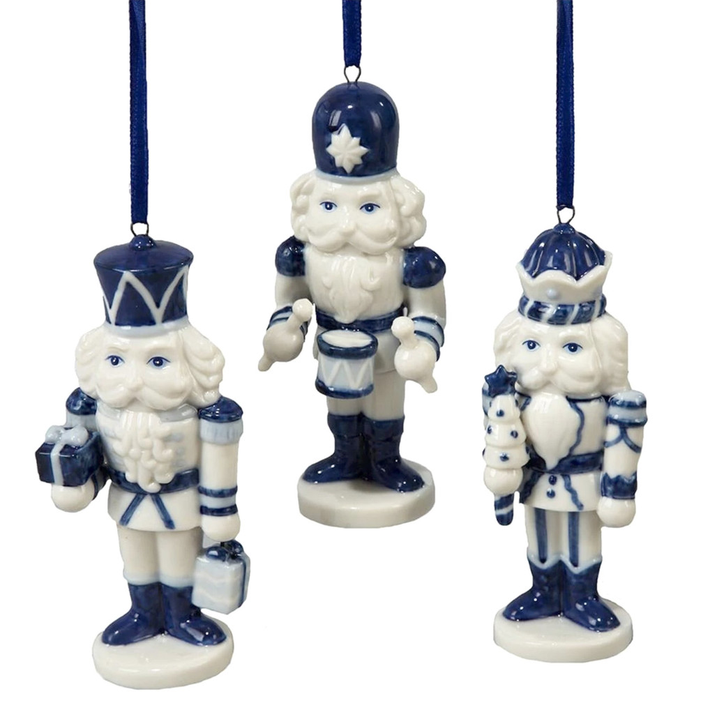 Blue & White Porcelain Nutcracker Ornaments, Set of 3 | The Shops at Colonial Williamsburg