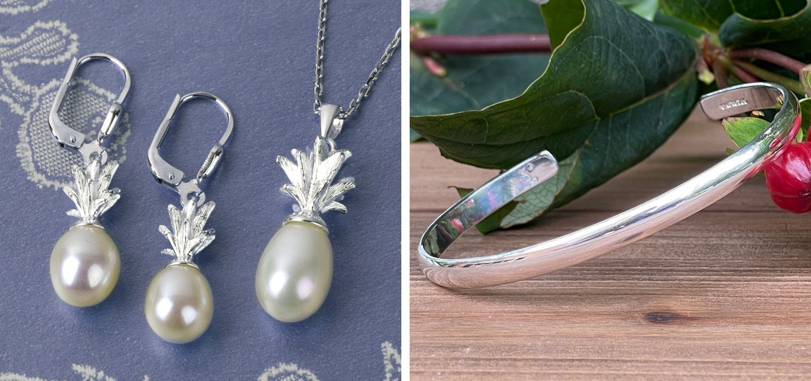 Pineapple Pearl and Colonial Williamsburg Sterling Silver Cuff Bracelet