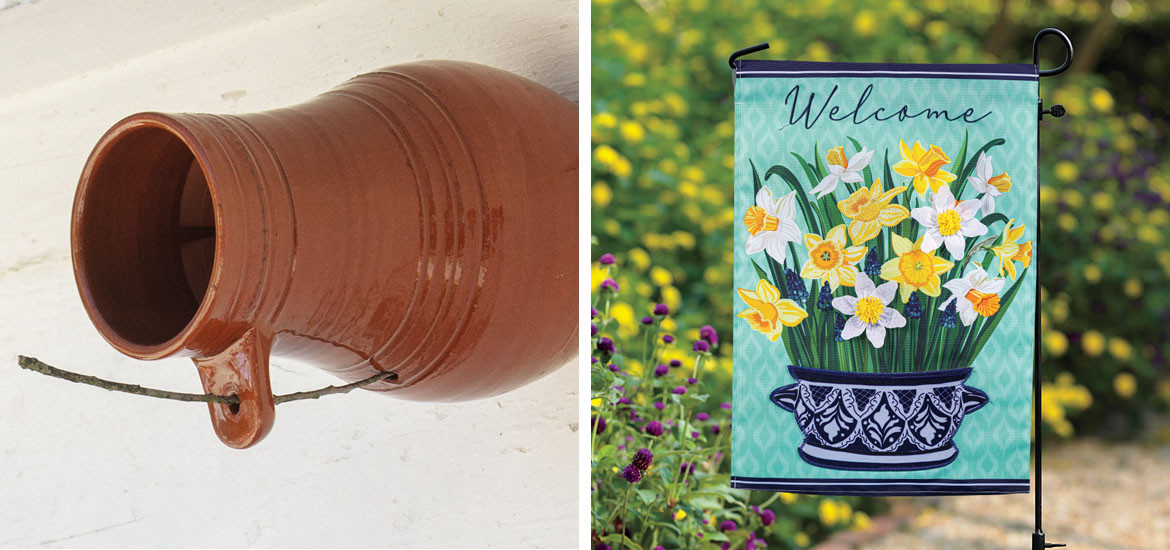 Picture of Ceramic Bird Bottle and Daffodils Garden Flag