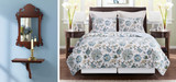Picture of Mahogany Finish Mirror and WILLIAMSBURG Braganza Teal Blue Quilt Set