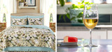 Picture of WILLIAMSBURG Garden Images Quilt Set and Icy Pine Wine Glass Picture of WILLIAMSBURG Garden Images Quilt Set and Icy Pine Wine Glass