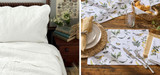 Picture of Christiana Quilt Set in White and Hayes Botanical Table Linens
