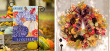 Picture of a fall garden flag and wreath