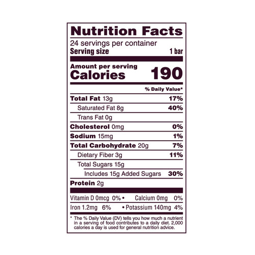 American Heritage Chocolate Tablet Bar - nutrition info