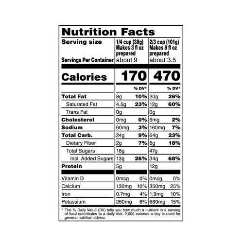 American Heritage Chocolate Milk Chocolate Drink Mix - nutrition info