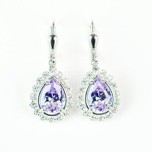 Sapphire Crystal Sterling Silver Drop Earrings