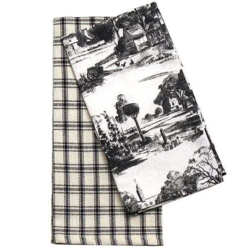 Black Townscape Toile Towels | The Shops at Colonial Williamsburg