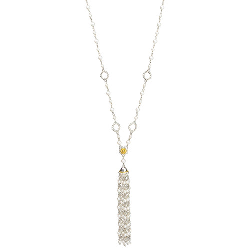 Kenneth Jay Lane Beaded Pearl Tassel Necklace | HAUTEheadquarters