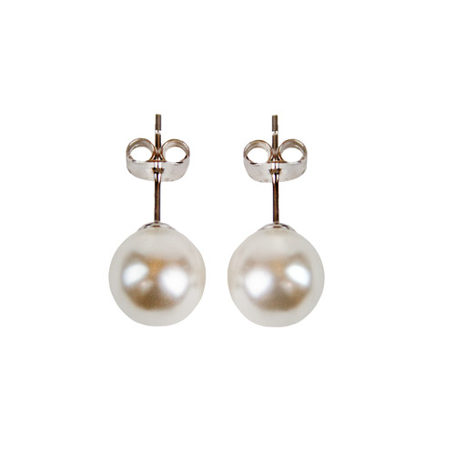 White Freshwater Pearl Post Earrings