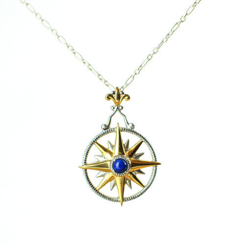 K6095 Small Compass Rose Pendant 14KY - Coastal Jewelers - Kennebunkport  Maine Jewelry Store