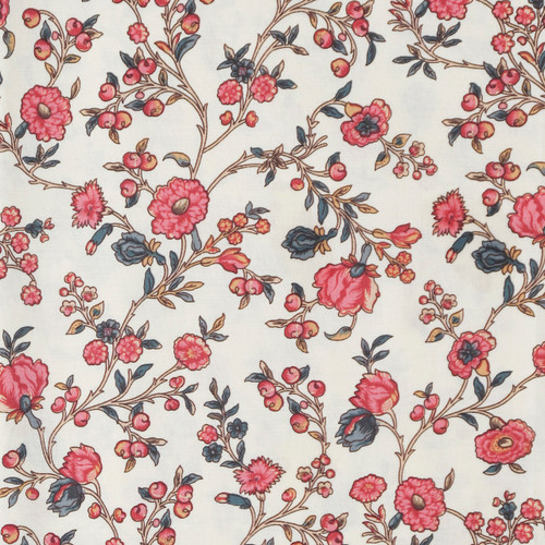 Colonial Williamsburg Reproduction Fabric - Trailing Blossoms on Cream 100% Cotton Fabric