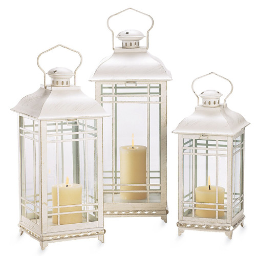 Cream Candle Lanterns, Set/3