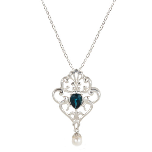 London Blue Neville and Pearl Drop Pendant