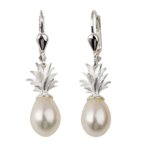 Pineapple and White Pearl Sterling Silver Drop Earrings | The Shops at Colonial Williamsburg