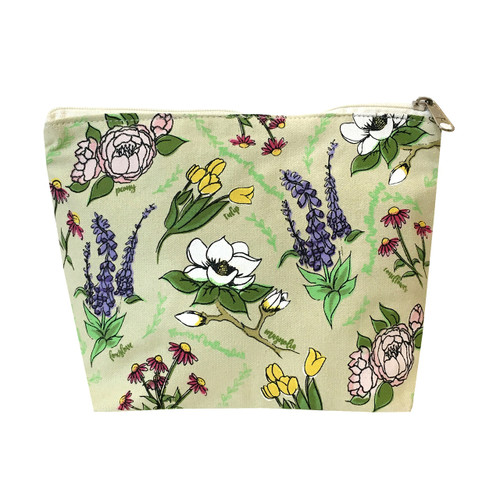 Floral Tote Bag - Flower, Wildflower, Canvas Tote Bag with Zipper