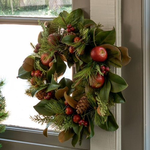 Magnolia, Pinecone, & Apple Wreath | The Shops at Colonial Williamsburg