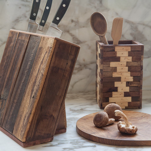 Mosaic Reclaimed Wood Utensil Holder